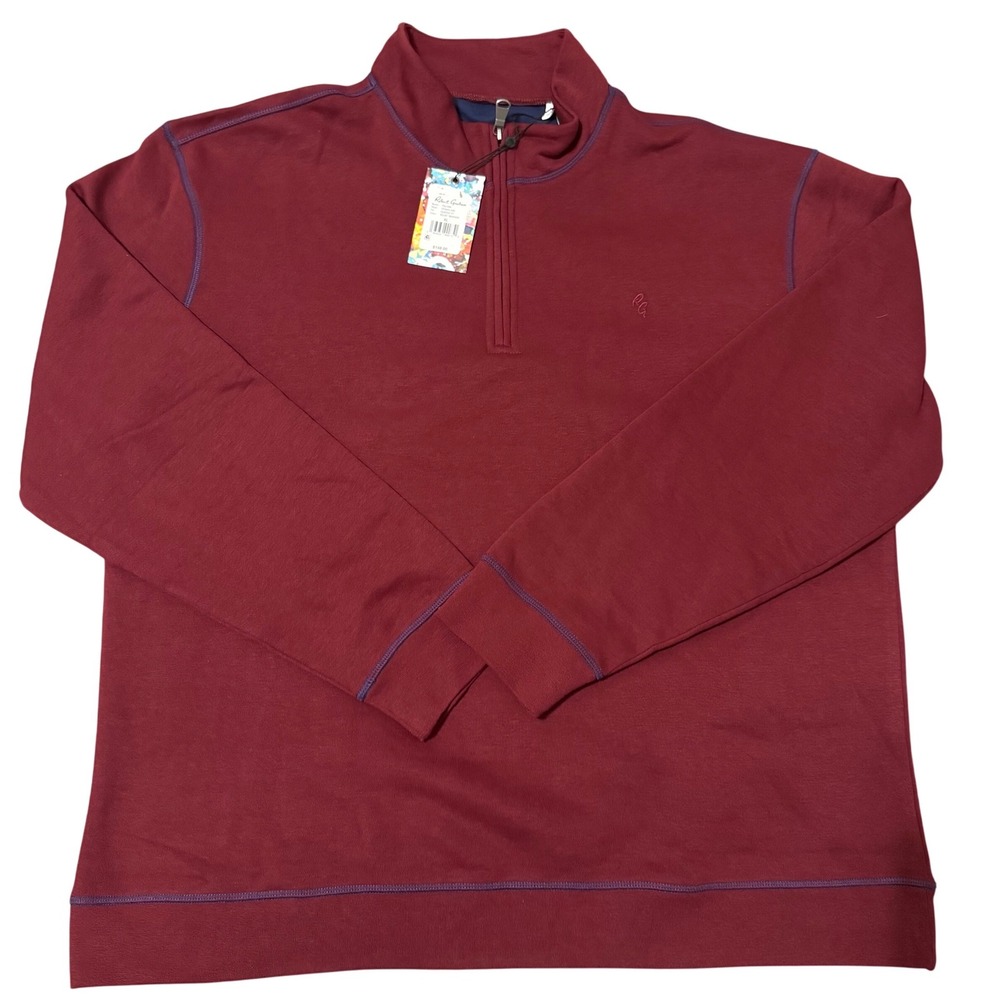 Robert Graham Men XL Fulham Classic Fit Velour Maroon Quarter Zip‎ Pullover